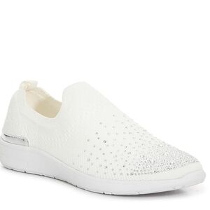 Kelly & Katie Women's Valdina Slip-On Rhinestones Sneaker Shoes White Size 11